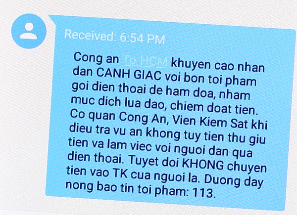 Tin nhắn cảnh báo Tin nhắn cảnh báo