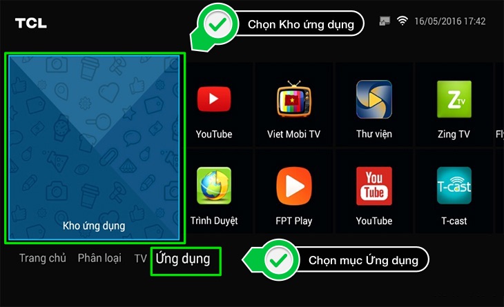 Vào kho ứng dụng của tivi