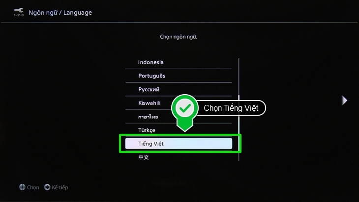 Lựa chọn Ngôn ngữ theo tiếng mẹ đẻ hoặc bất kì ngôn ngữ nào mà bạn rành. 