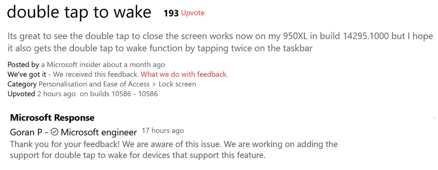 Chạm 2 lần mở máy đã có mặt trên nhiều smartphone Windows 10 Mobile