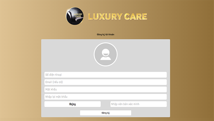 Đăng ký tài khoản Luxury Care