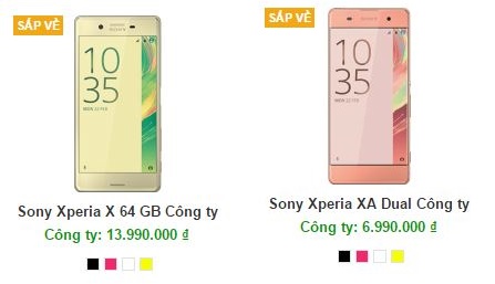 Giá bán mới của Xperia X, Xperia XA tại thị trường Việt Nam Giá bán mới của Xperia X, Xperia XA tại thị trường Việt Nam