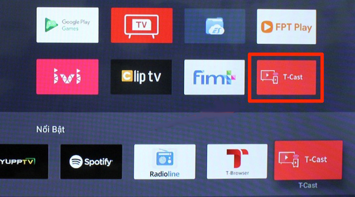Tiến hành cài đặt ứng dụng T-Cast trên tivi TCL.