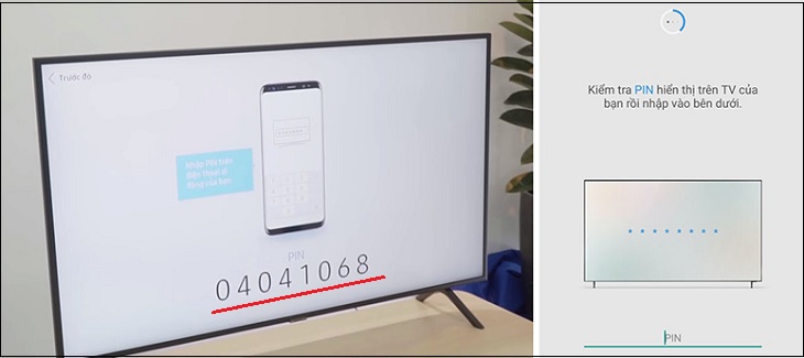 Cách điều khiển Smart tivi Samsung bằng điện thoại Android và iPhone > Nhập mã pin trên tivi vào điện thoại