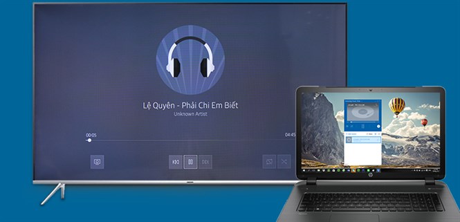 Cách chuyển hình từ laptop lên Smart tivi Samsung không cần dây cáp