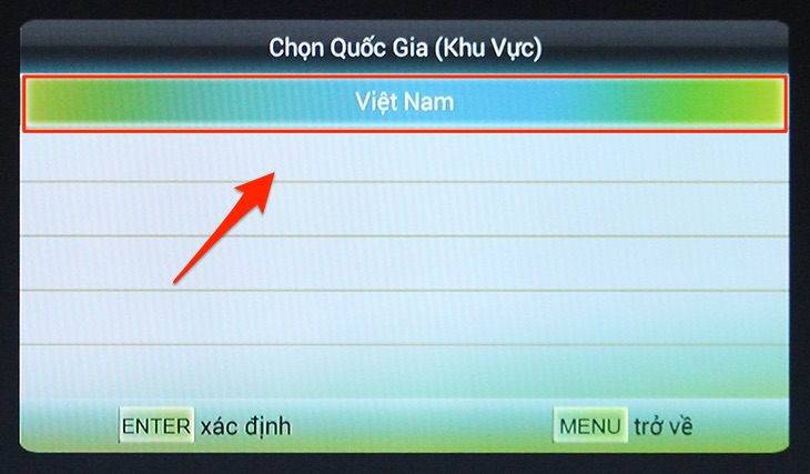 Chọn quốc gia là Việt Nam