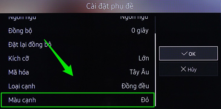 Cách xem phim, nghe nhạc, xem ảnh trong USB bằng Smart tivi Samsung 2016 > Chỉnh màu phụ đề