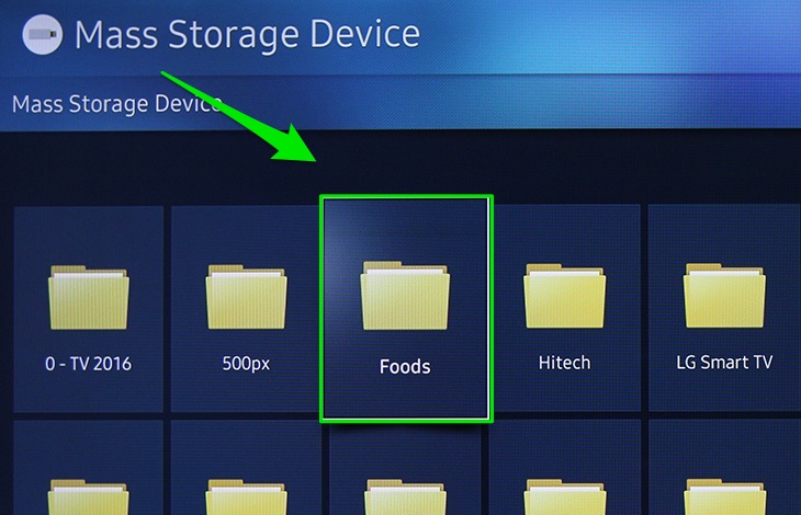 Cách xem phim, nghe nhạc, xem ảnh trong USB bằng Smart tivi Samsung 2016 > Chọn thư mục chứa ảnh