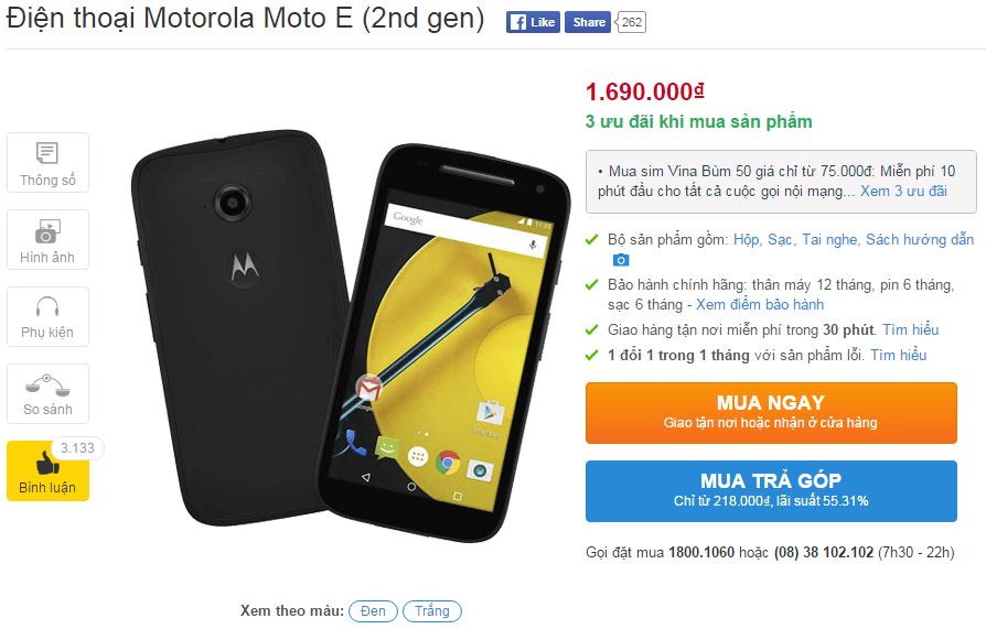 Smartphone phổ thông Moto E hỗ trợ 4G tiếp tục hạ giá