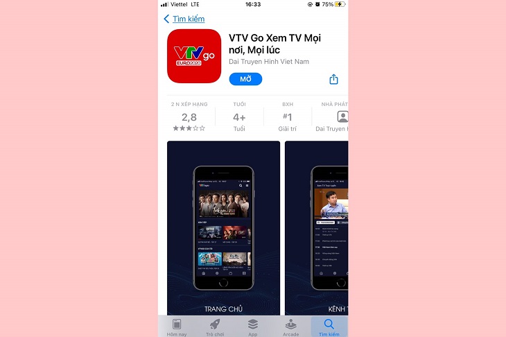 Tải ứng dụng VTV Go về điện thoại