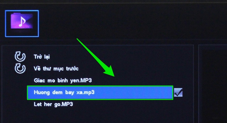 Chọn bài hát để phát trên tivi