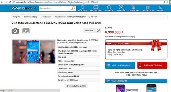 Giá bán ZenFone 3 Giá bán ZenFone 3