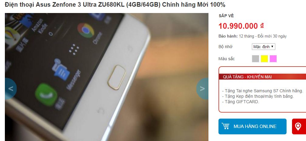 Giá bán ZenFone 3 Ultra Giá bán ZenFone 3 Ultra