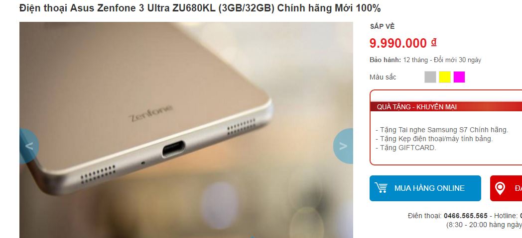 Giá bán ZenFone 3 Ultra Giá bán ZenFone 3 Ultra