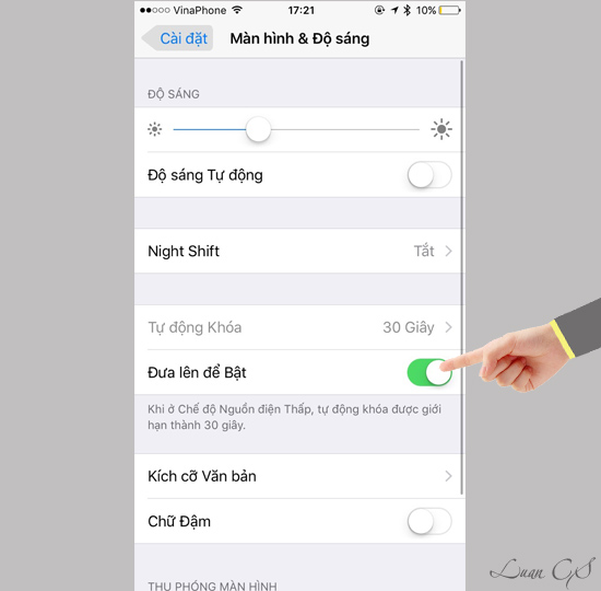 Nhấc để đánh thức iPhone
