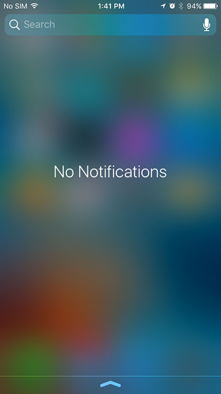 3. Thanh tìm kiếm được di chuyển về Notification Center