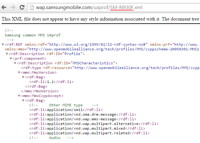 Trang UA Profile của SM-N930F