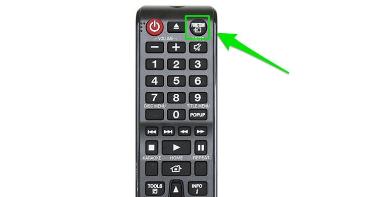 Nhấn nút FUNCTION trên remote