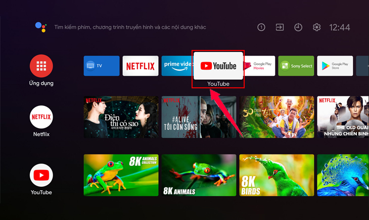 Mở ứng dụng YouTube trên tivi nhà bạn
