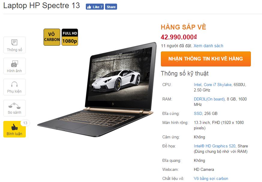 HP Spectre 13 mỏng nhất thế giới sẵn sàng lên kệ TGDĐ HP Spectre 13 mỏng nhất thế giới sẵn sàng lên kệ TGDĐ