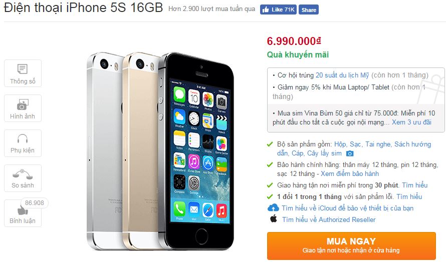 iPhone 5s chính thức hạ giá cả triệu đồng iPhone 5s chính thức hạ giá cả triệu đồng