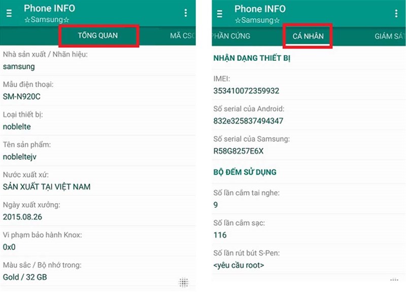 cách kiểm tra số lần sạc pin trên điện thoại Samsung