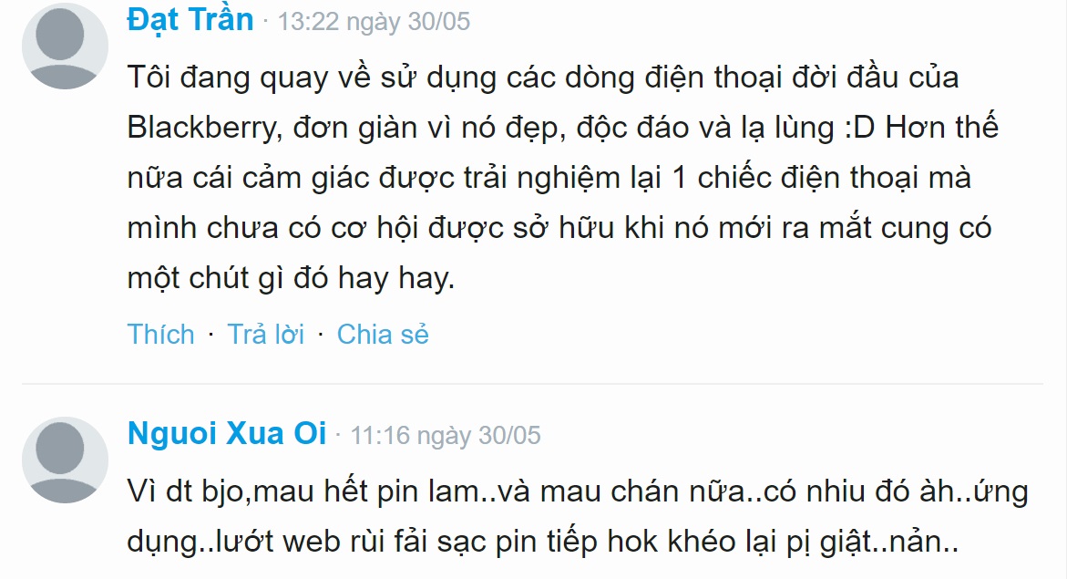 Nhận xét của người dùng về điện thoại cổ