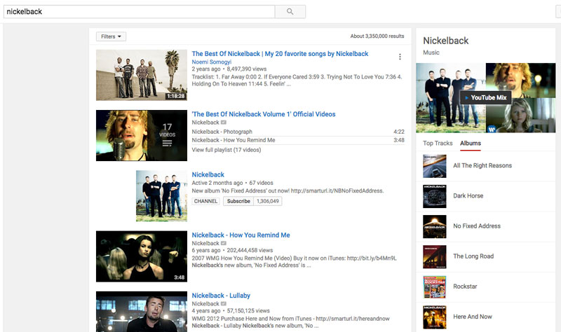 youtube nickelback album