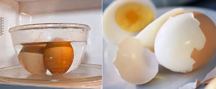 Boiling eggs in the microwave while keeping the eggshell intact