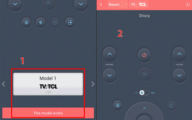 hãy chọn This model works để bắt đầu điều khiển thiết bị