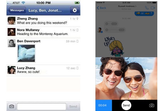 Giao diện Messenger gốc (trái) và hiện tại