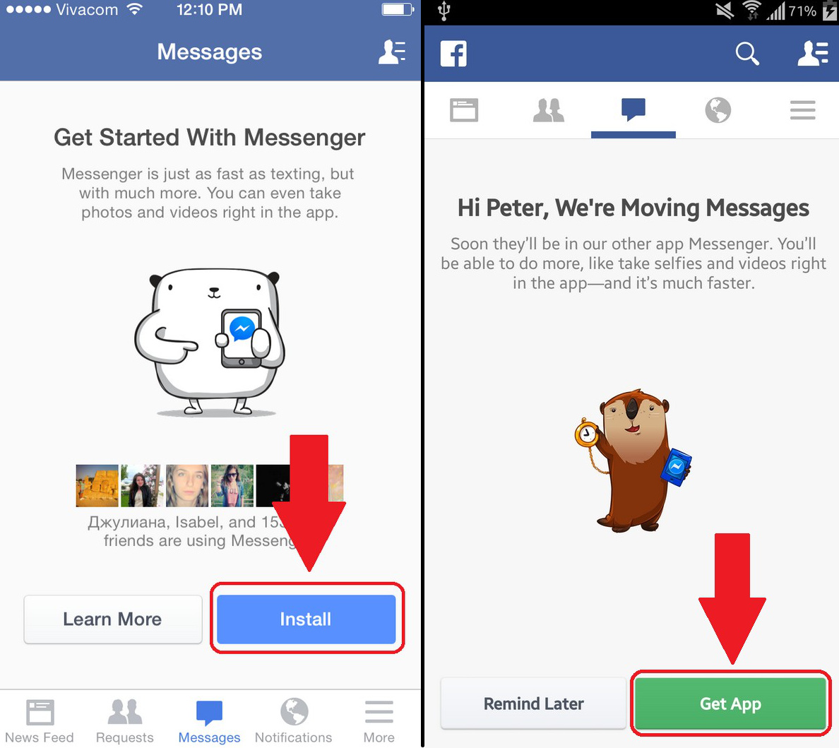 Facebook ép người dùng tải Messenger