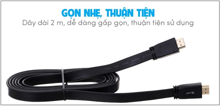 Cáp HDMI 2.0 Dẹt 2m Xmobile DS135-2TB Đen