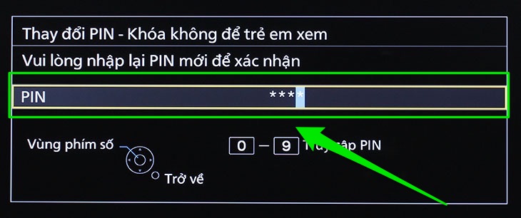 Cách đổi mã PIN trên Smart tivi Panasonic > Nhập mã PIN mới