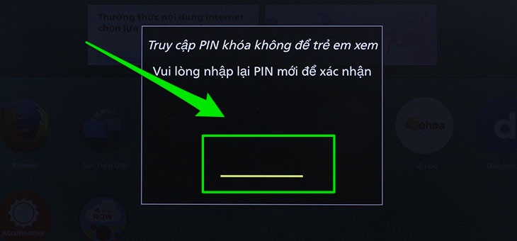 Cách xoá ứng dụng trên Smart tivi Panasonic giao diện Firefox > Nhập mã PIN