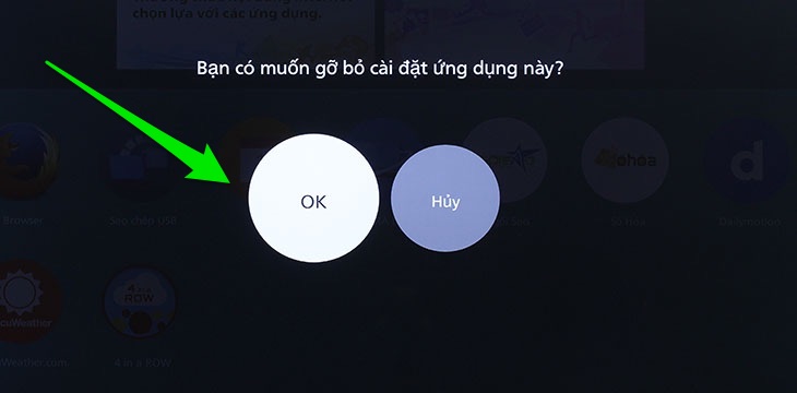 Cách xoá ứng dụng trên Smart tivi Panasonic giao diện Firefox > Chọn OK