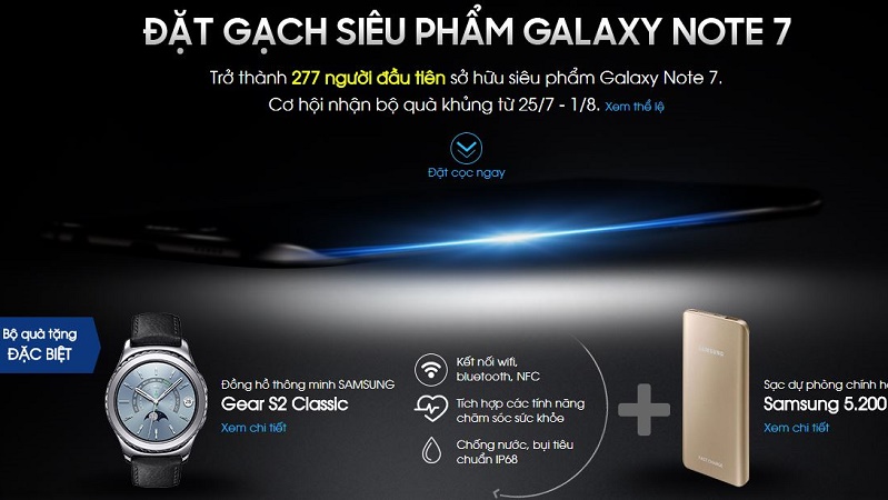 Thế giới di động chính thức cho phép đặt gạch Galaxy Note 7 Thế giới di động chính thức cho phép đặt gạch Galaxy Note 7