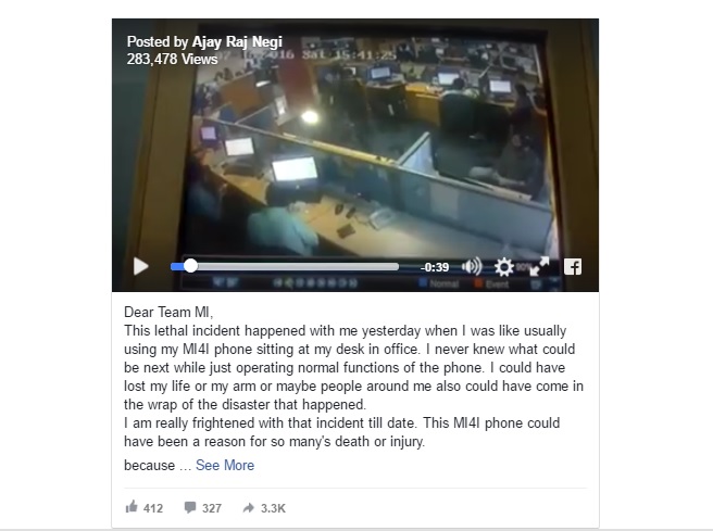 Điện thoại Xiaomi Mi 4i bỗng dưng phát nổ Điện thoại Xiaomi Mi 4i bỗng dưng phát nổ