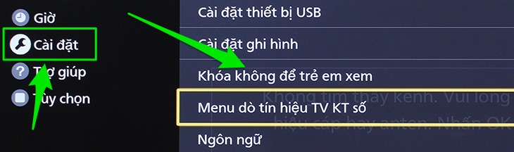 Cách dò kênh trên Smart tivi Panasonic giao diện Firefox > Chọn Menu dò tín hiệu TV KT số