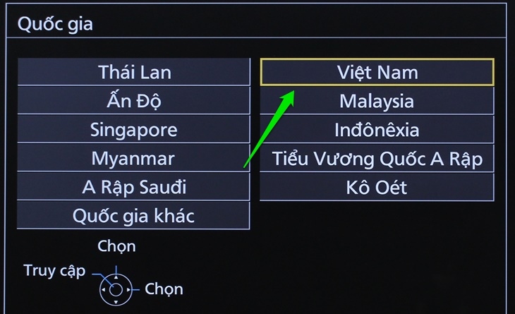Chọn quốc gia