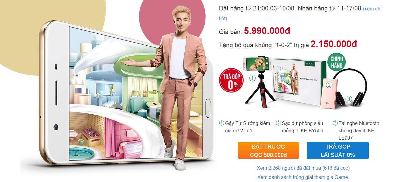 Chuyên gia selfie OPPO F1s đã có tới hơn 2.000 người đặt hàng