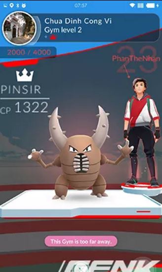 Dù không phải Pokémon nổi bật nhưng Pinsir với lực chiến 1.322 CP cũng đủ đánh chiếm Gym khi game thủ thông thường vẫn đang bắt Pokémon... 30 CP
