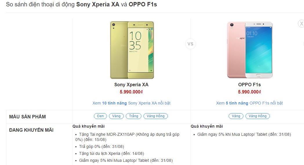 Xperia XA hạ giá mạnh, quyết chiến với OPPO F1s