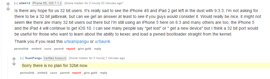 Sẽ không có jailbreak 9.3.3 cho iPhone 32-bit Sẽ không có jailbreak 9.3.3 cho iPhone 32-bit