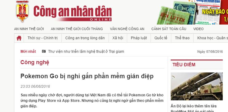 Cơ quan an ninh VN ra khuyến cáo Pokemon GO có thể là phần mềm gián điệp
