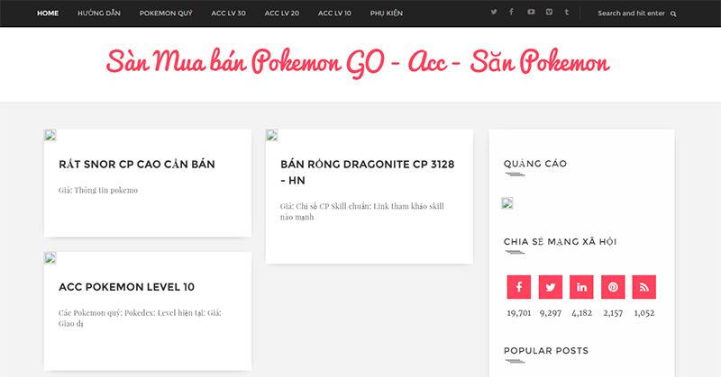 Một web mua bán acc Pokémon Go Việt Nam vừa được thành lập!