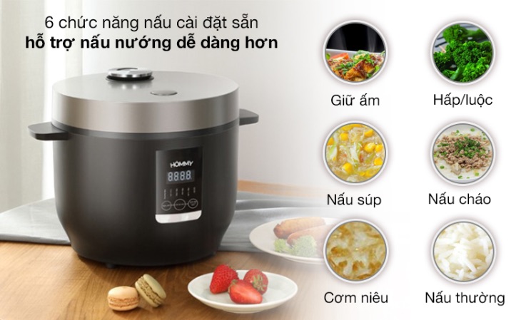 Nồi cơm điện tử Hommy 1.2 lít BMB-30A có chức năng nấu đa dạng