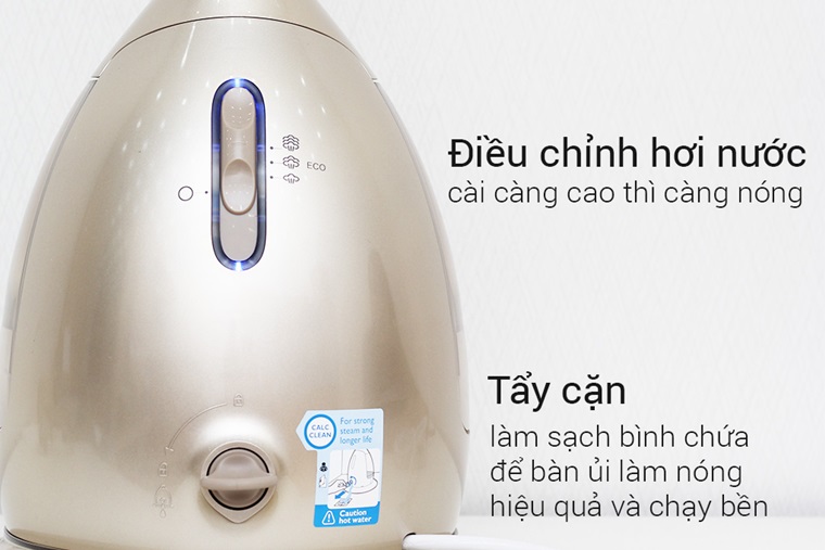 Tại sao nên mua bàn ủi hơi nước đứng? > Tính năng tẩy cặn, tự làm sạch tiện dụng