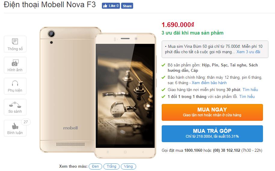 Smartphone chip lõi tứ, thiết kế trẻ trung giá 1.7 triệu lên kệ TGDĐ