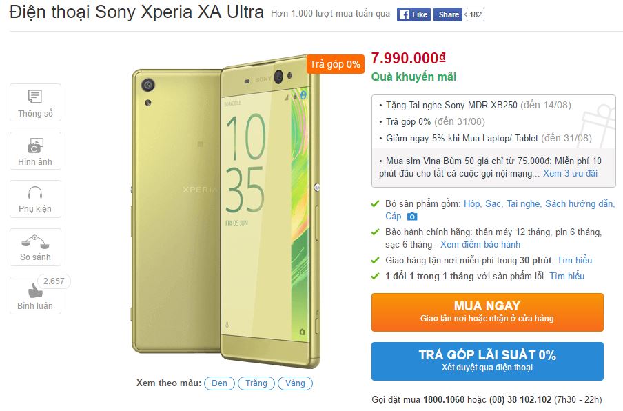 Xperia XA Ultra với camera 16/21 MP chính thức được hạ giá mạnh tại VN Xperia XA Ultra với camera 16/21 MP chính thức được hạ giá mạnh tại VN
